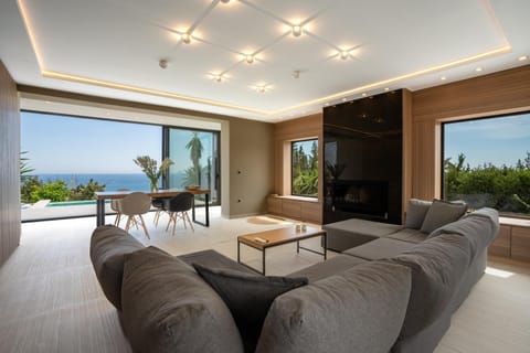 View (from property/room), Living room, Seating area, Sea view