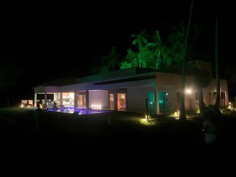 Property building, Night, Garden, Garden view