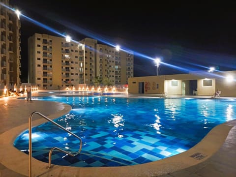 Night, Pool view, Swimming pool