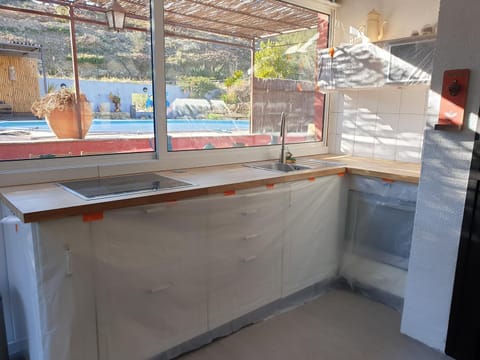 Kitchen or kitchenette, Pool view