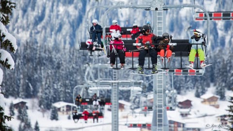 Winter, Skiing, group of guests