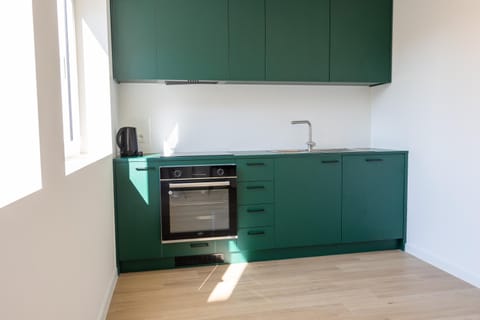 Kitchen or kitchenette, stove