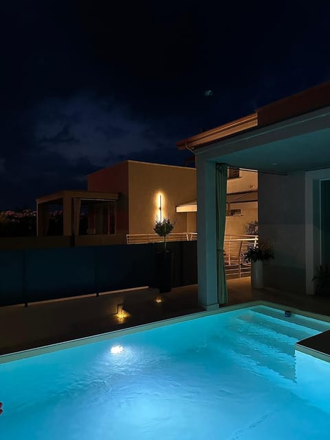 Night, Pool view, Swimming pool