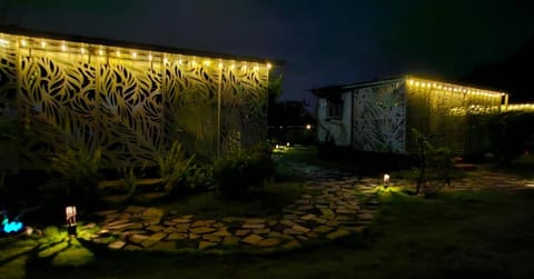 Property building, Night, Garden