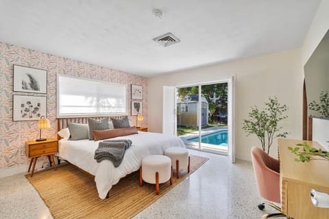 Bed, Bedroom, Pool view