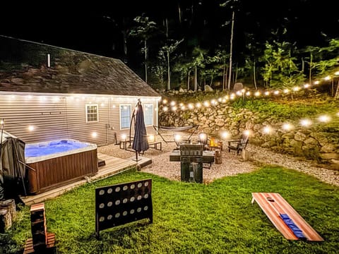 Patio, Night, Natural landscape, Garden view