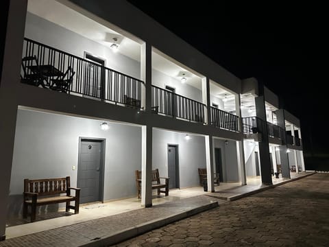 Property building, Patio, Night, Balcony/Terrace