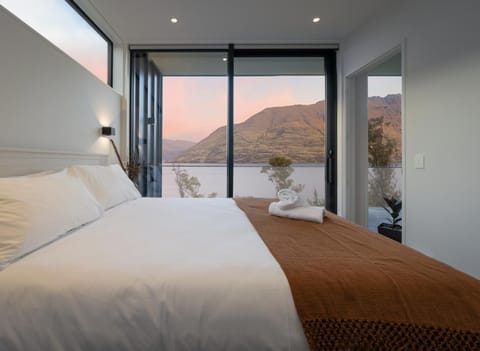 Bed, Natural landscape, Bedroom, Lake view, Mountain view