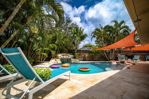 Patio, Pool view, Swimming pool, sunbed