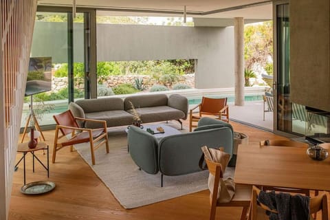 Living room, Seating area, Garden view