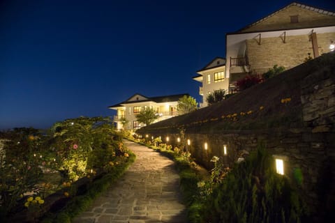 Property building, Night, Garden, Garden view