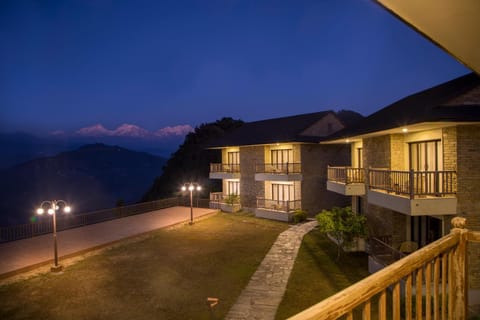 Property building, Night, View (from property/room), Balcony/Terrace, Mountain view