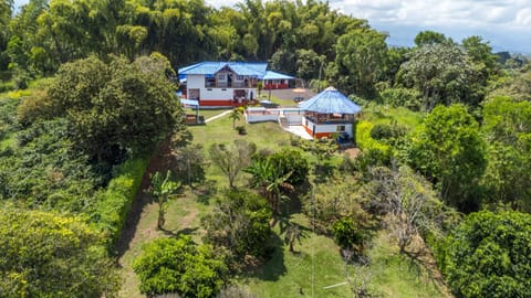 Property building, Natural landscape, Bird's eye view, Garden, Mountain view