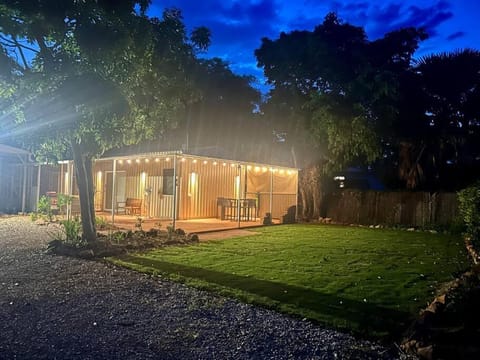 Property building, Patio, Night, Garden, Garden view