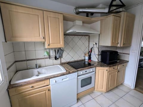 Kitchen or kitchenette, dishwasher, oven, stove