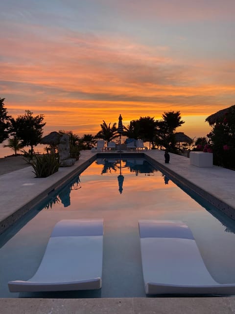 Natural landscape, Swimming pool, Sunset