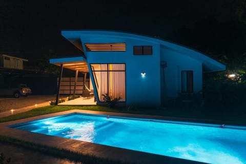 Night, Pool view, Swimming pool, Swimming pool