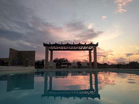 Natural landscape, Pool view, Swimming pool, Sunset