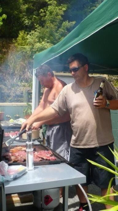 BBQ facilities, group of guests