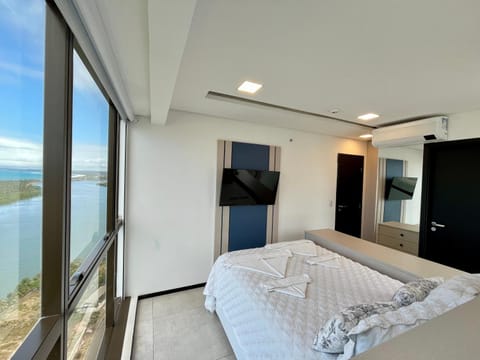 Bed, Natural landscape, TV and multimedia, View (from property/room), Photo of the whole room, Bedroom, Sea view