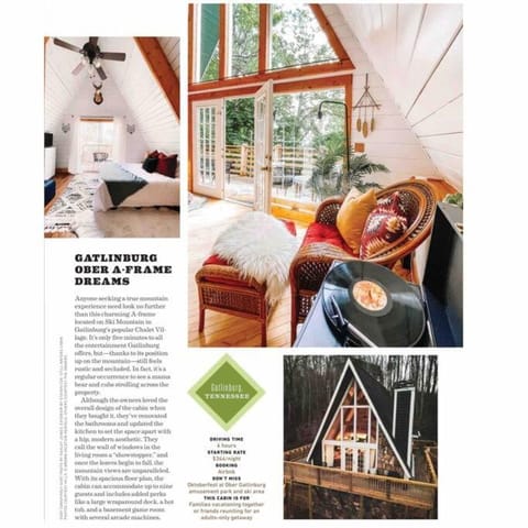 AFrame Dreams! Magazine-Featured Cozy Cabin, Stunning Interiors House in Chalet Village