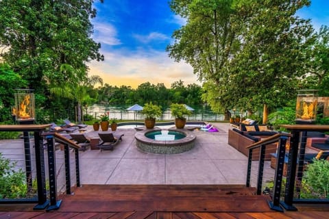 Patio, Natural landscape, Pool view, River view, Swimming pool