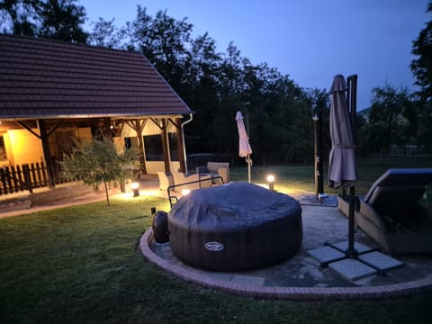 Patio, Night, Natural landscape, BBQ facilities, Hot Tub