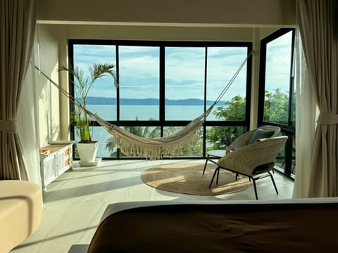 Bed, View (from property/room), Balcony/Terrace, Photo of the whole room, Bedroom, Sea view