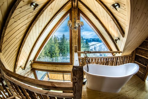 Natural landscape, Bathroom, Mountain view, Bath