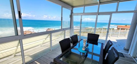 Patio, Day, View (from property/room), Balcony/Terrace, Seating area, Dining area, Beach, Sea view