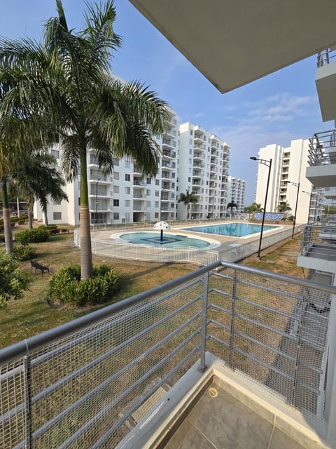 View (from property/room), Balcony/Terrace, Pool view, Swimming pool