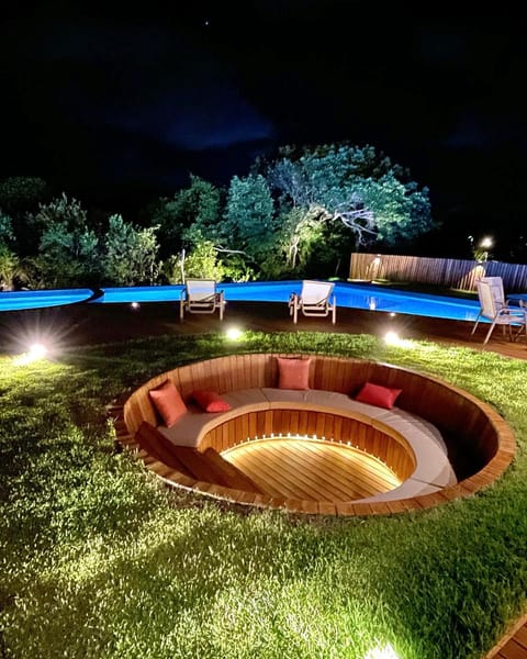 Night, Natural landscape, Garden, Lounge or bar, Garden view, Pool view