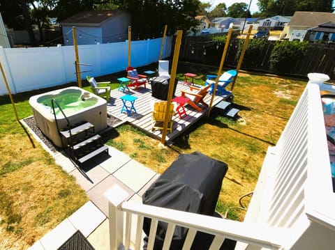 Patio, Spring, Day, BBQ facilities, Hot Tub, Evening entertainment, sunbed