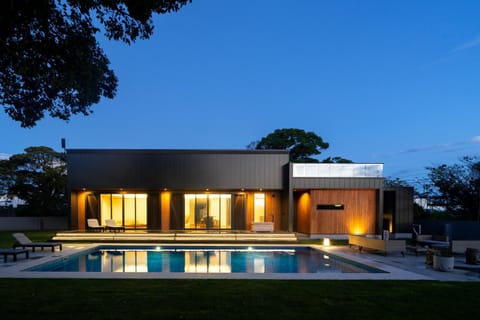 Property building, Night, Swimming pool