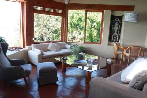 Living room, Seating area, Garden view