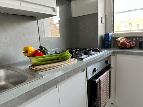 Kitchen or kitchenette, oven, stove