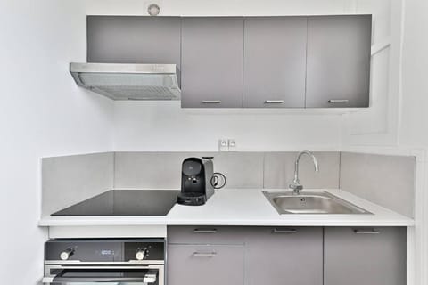 Kitchen or kitchenette, stove