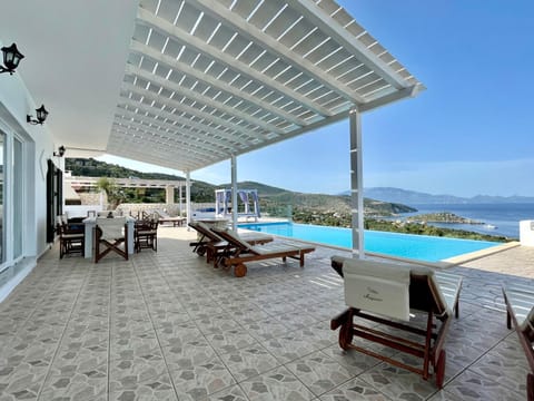 Patio, Pool view, Sea view, Swimming pool, sunbed