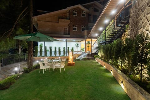 Property building, Patio, Night, Garden, Garden view