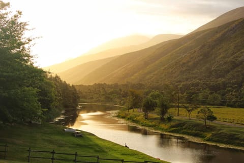 Natural landscape, Lake view, Mountain view, Sunset