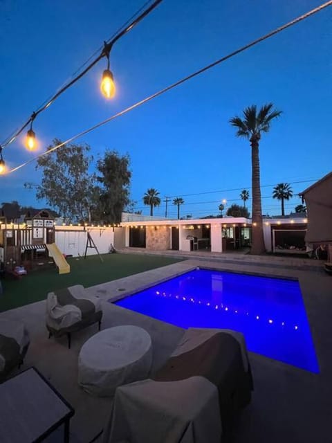 Patio, Night, Swimming pool