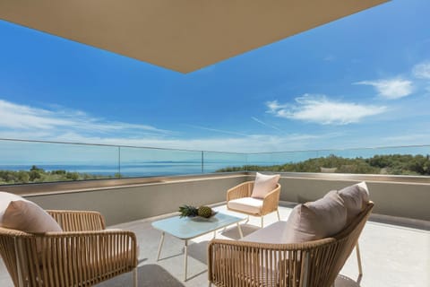 Patio, Seating area, Dining area, Sea view