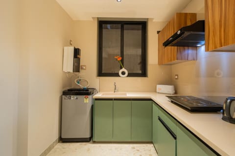 Kitchen or kitchenette, stove