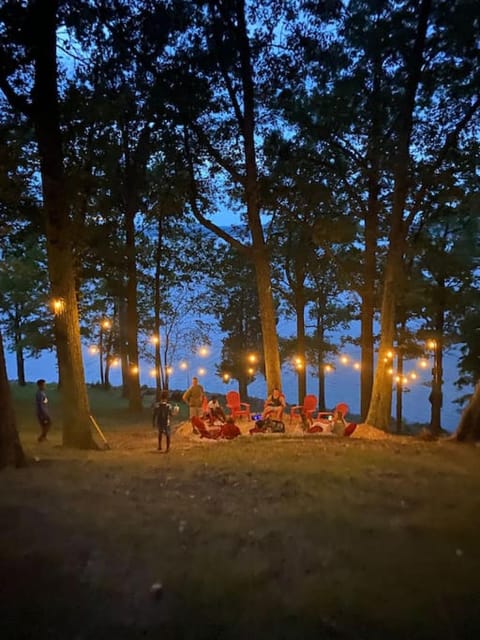 Natural landscape, Seating area, Lake view, fireplace