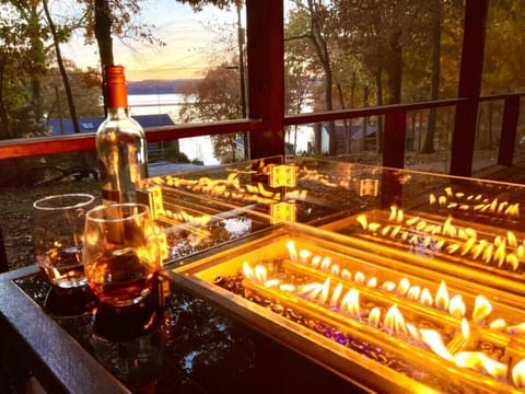 Patio, Lake view, fireplace