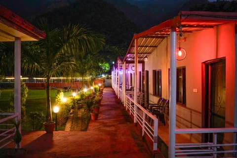 Property building, Night, Garden, Garden view