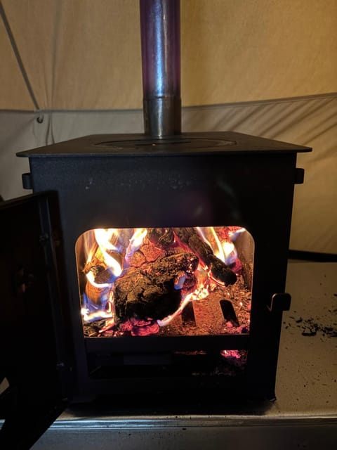 Cozy Winter Hot Tent With Log Burner Tv & Hot tub House in Rhosyr