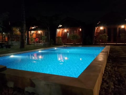 Night, Pool view, Swimming pool, Swimming pool