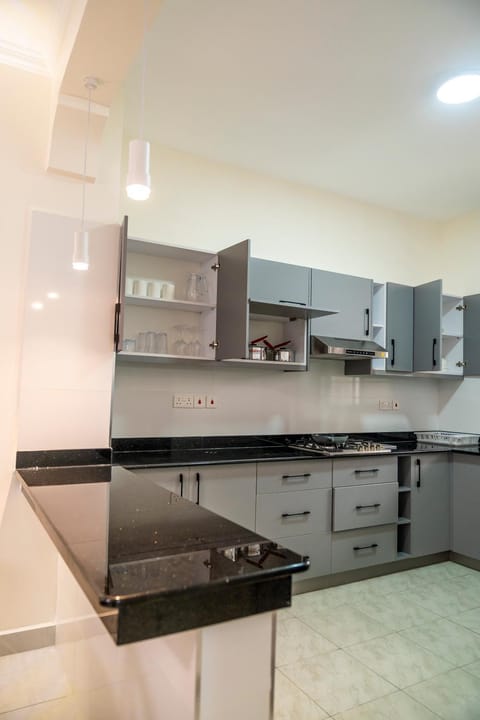 Kitchen or kitchenette, stove