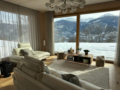 Natural landscape, Winter, Living room, Seating area, Mountain view